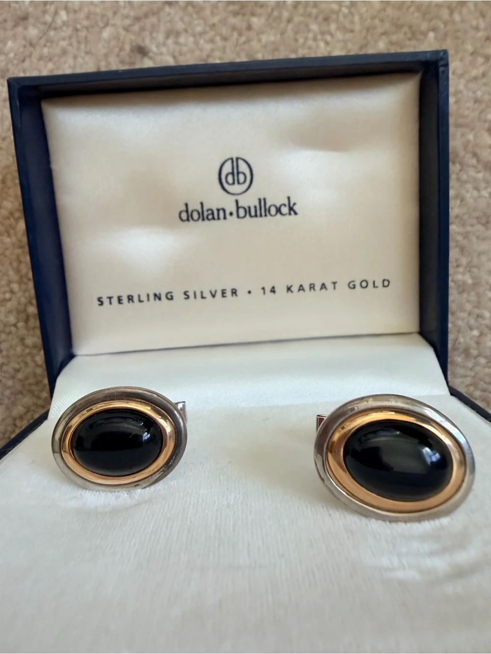 Black Onyx Sterling Silver & 14K Gold Cufflinks
